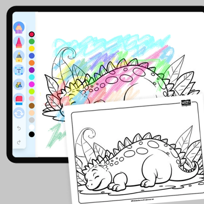 Dino's Dreamy Afternoon Snooze — coloring-pages coloring page for Grade 1, Grade 2, Grade 3, Grade 4, Grade 5, page 1 of 1