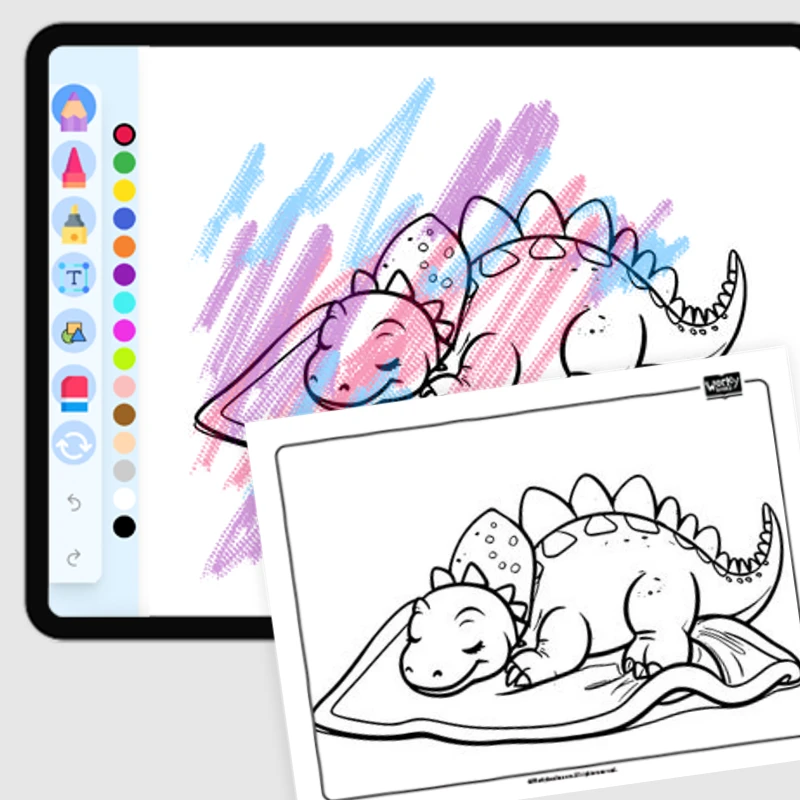 Goodnight, Sleepy Dino — coloring-pages coloring page for Grade 1, Grade 2, Grade 3, Grade 4, Grade 5, page 1 of 1
