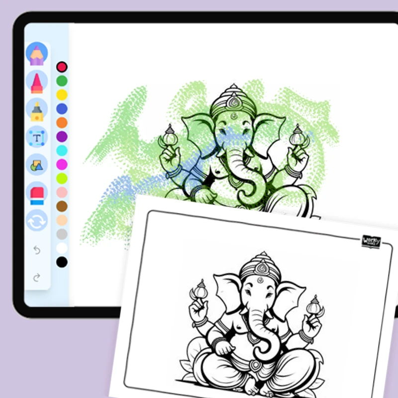 Lord Ganesha Diwali Blessing — coloring-pages coloring page for Grade 1, Grade 2, Grade 3, Grade 4, Grade 5, page 1 of 1
