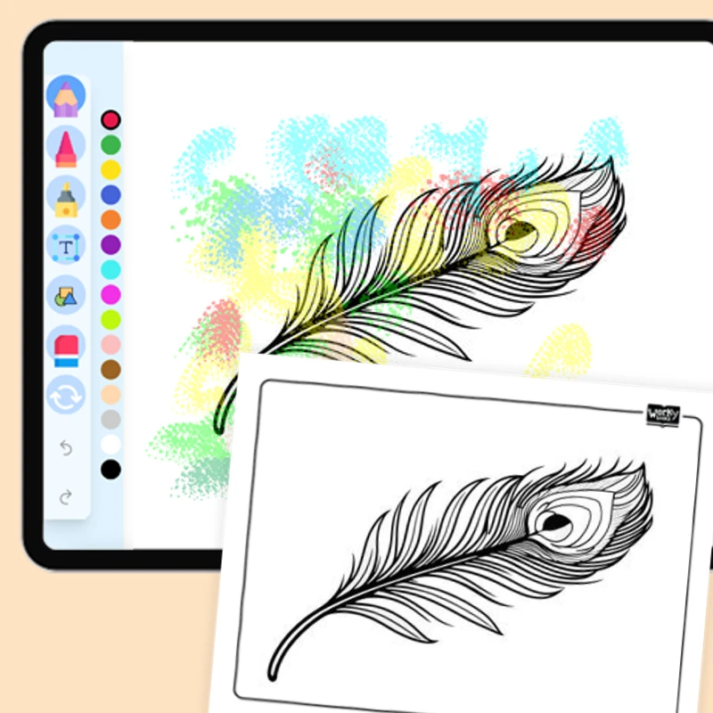 Diwali Peacock Feather Art — coloring-pages coloring page for Grade 1, Grade 2, Grade 3, Grade 4, Grade 5, page 1 of 1