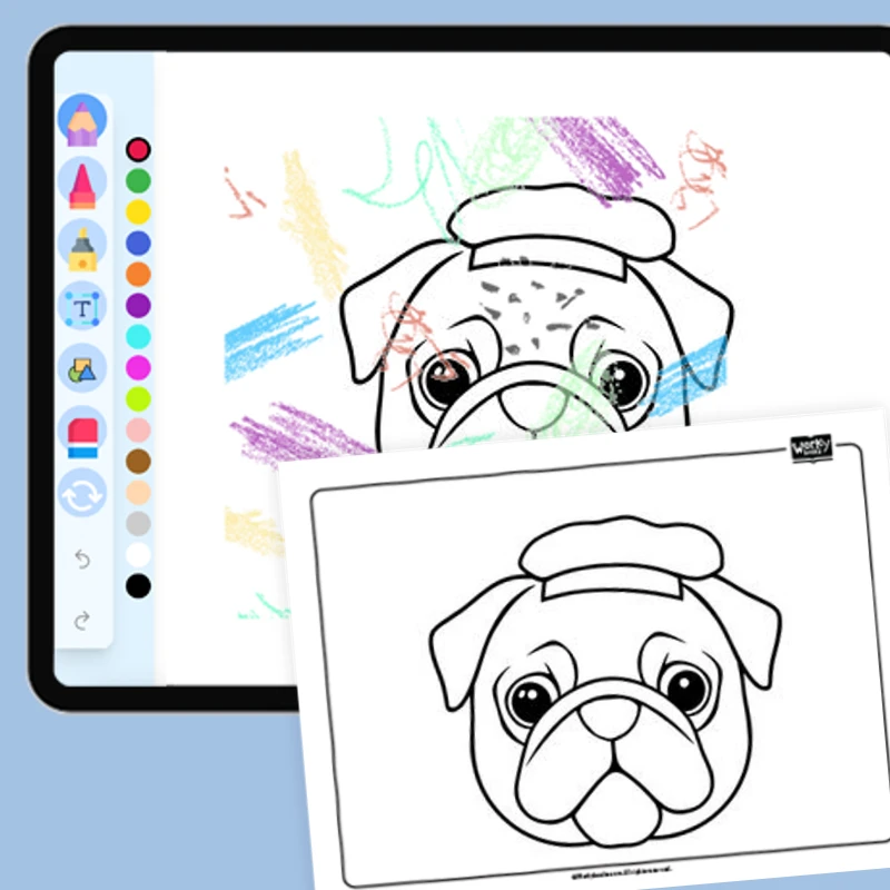 Pug Chef — coloring-pages coloring page for Grade 1, Grade 2, Grade 3, Grade 4, Grade 5, page 1 of 1