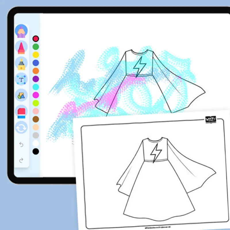 Superhero Cape Dress — coloring-pages coloring page for Grade 1, Grade 2, Grade 3, Grade 4, Grade 5, page 1 of 1