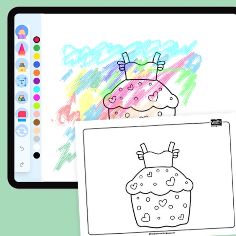 Cupcake Party Dress — coloring-pages coloring page for Grade 1, Grade 2, Grade 3, Grade 4, Grade 5, page 1 of 1