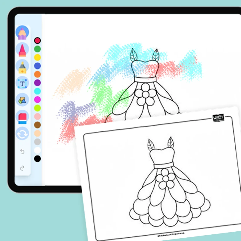 Flower Petal Dress — coloring-pages coloring page for Grade 1, Grade 2, Grade 3, Grade 4, Grade 5, page 1 of 1