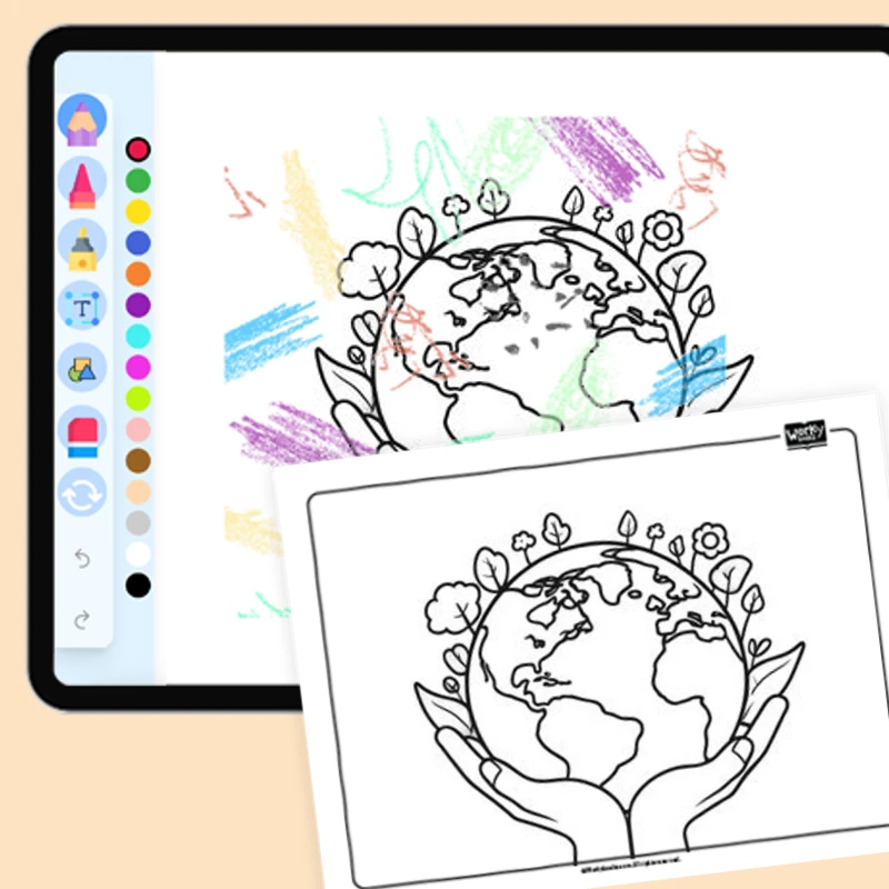 Happy Earth Day — coloring-pages coloring page for Grade 1, Grade 2, Grade 3, Grade 4, Grade 5, page 1 of 1