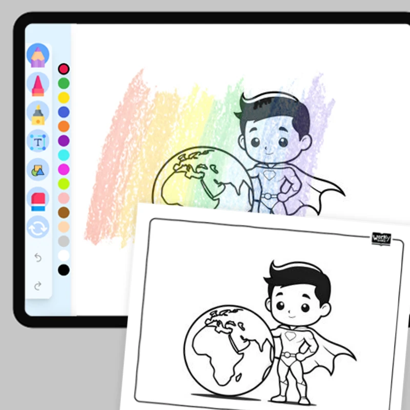 Recycling Heroes — coloring-pages coloring page for Grade 1, Grade 2, Grade 3, Grade 4, Grade 5, page 1 of 1