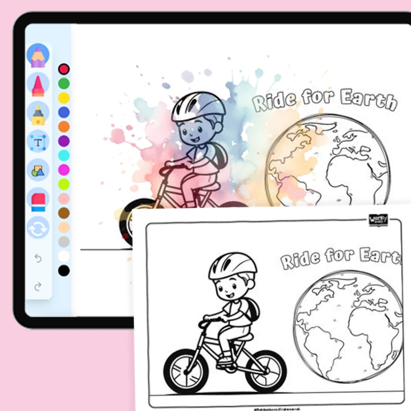 Ride for Earth — coloring-pages coloring page for Grade 1, Grade 2, Grade 3, Grade 4, Grade 5, page 1 of 1