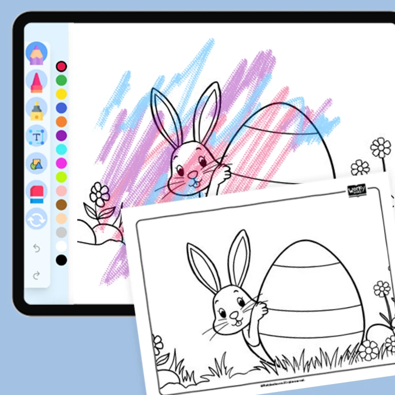 Easter Egg Hunt Bunny — coloring-pages coloring page for Grade 1, Grade 2, Grade 3, Grade 4, Grade 5, page 1 of 1