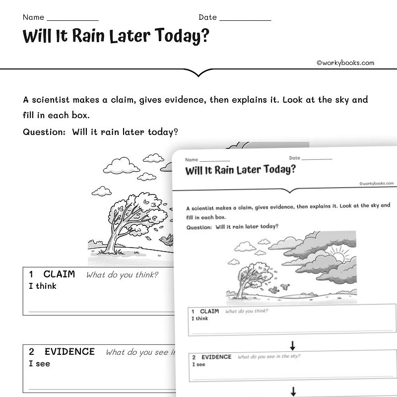 Will It Rain Later Today? — science worksheet for Grade 1, Grade 2, Grade 3, page 1 of null