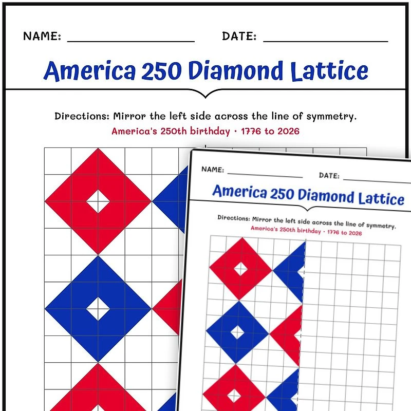 America 250 Diamond Burst — math worksheet for Grade 3, Grade 4, Grade 5, page 1 of null