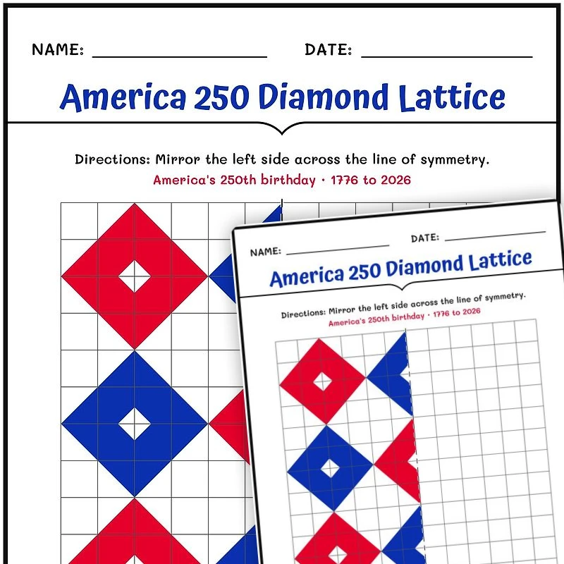 America 250 Diamond Lattice — math worksheet for Grade 3, Grade 4, Grade 5, page 1 of null