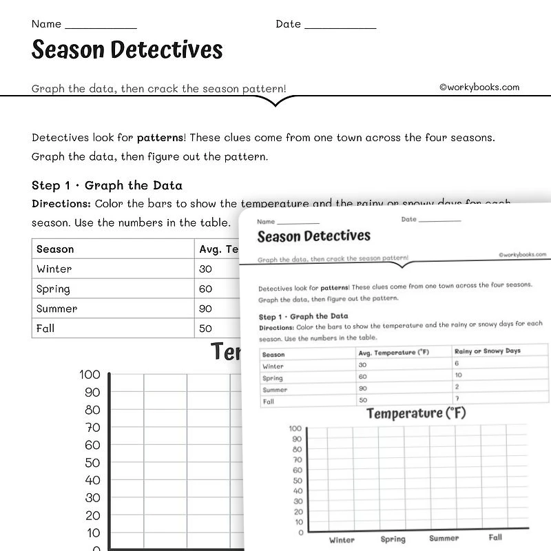 Season Detectives — science worksheet for Grade 3, Grade 4, Grade 5, page 1 of null