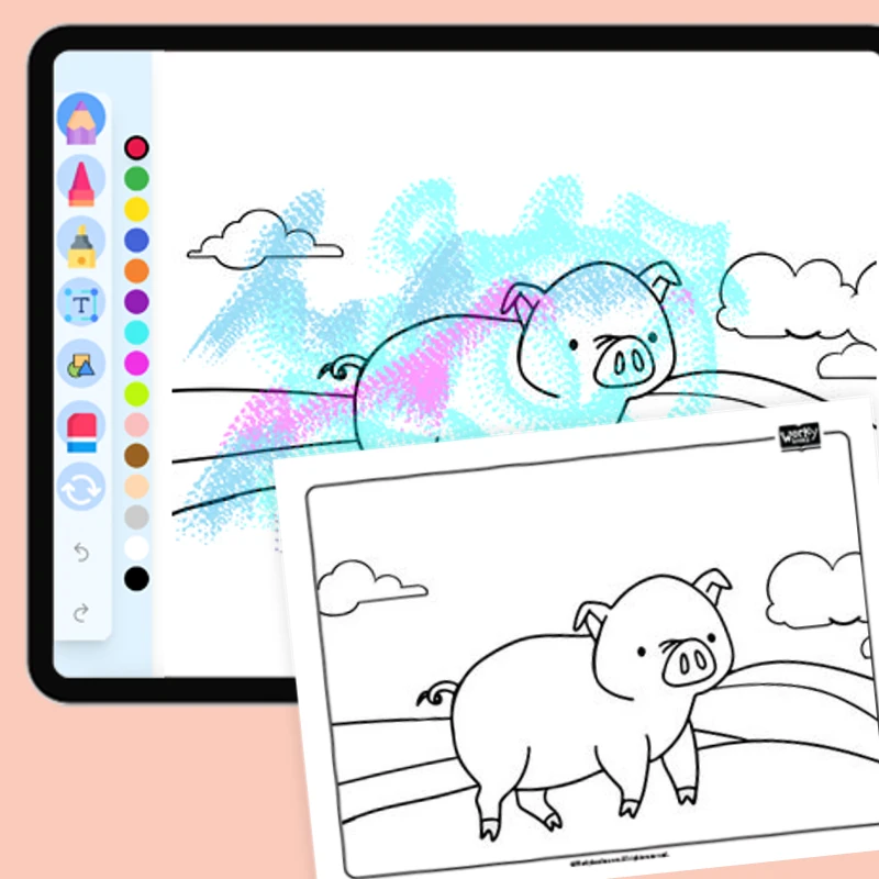 Farm Animal Pig — coloring-pages coloring page for Grade 1, Grade 2, Grade 3, Grade 4, Grade 5, page 1 of 1