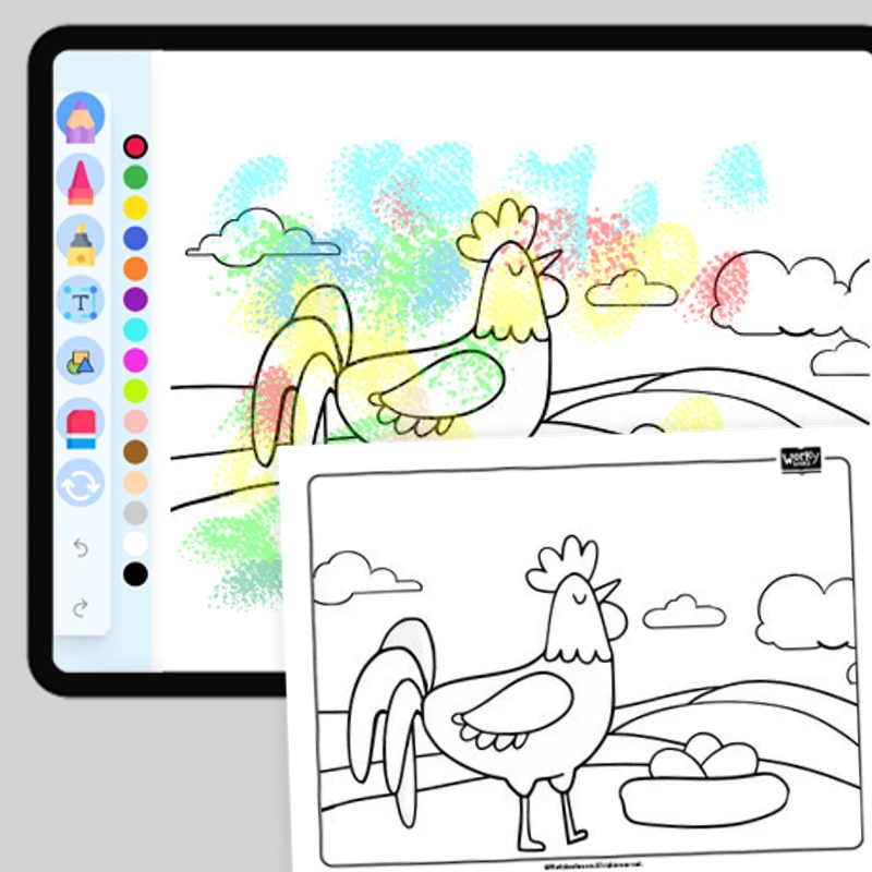 Farm Animal Chicken — coloring-pages coloring page for Grade 1, Grade 2, Grade 3, Grade 4, Grade 5, page 1 of 1