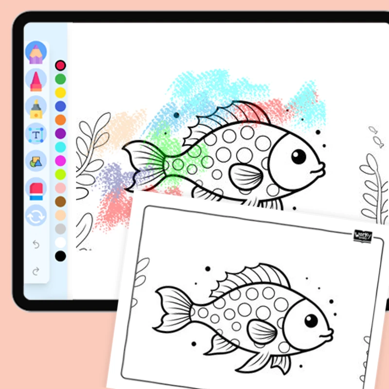 Fish with Polka Dots — coloring-pages coloring page for Grade 1, Grade 2, Grade 3, Grade 4, Grade 5, page 1 of 1