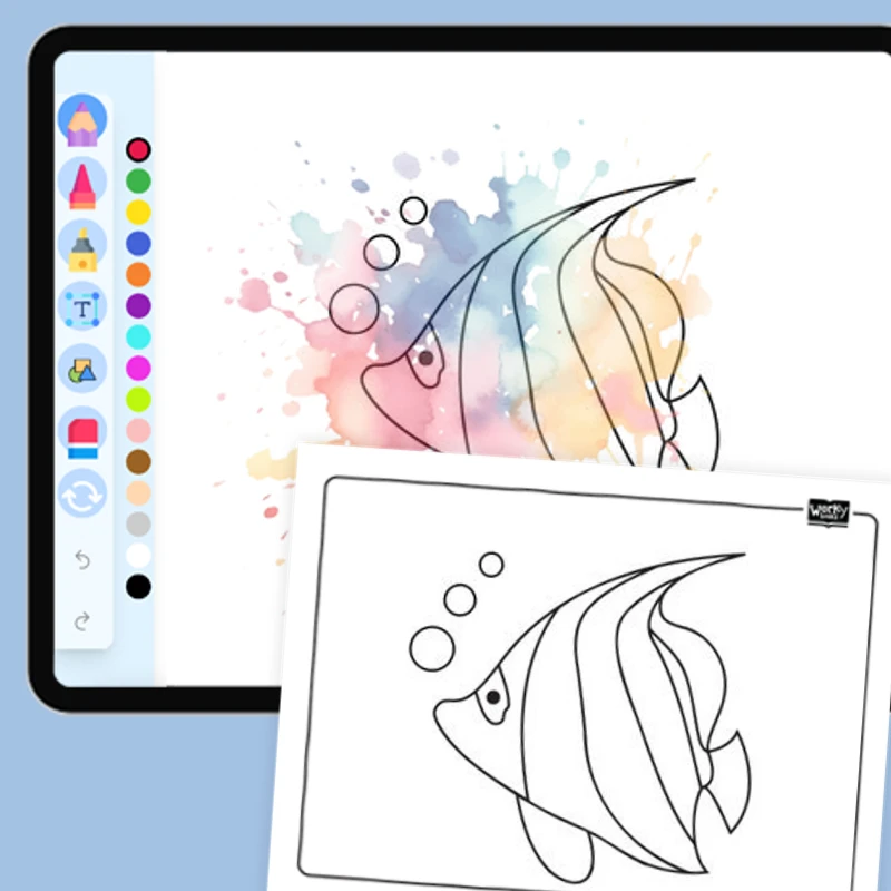 Yellow-Black Angelfish — coloring-pages coloring page for Grade 1, Grade 2, Grade 3, Grade 4, Grade 5, page 1 of 1