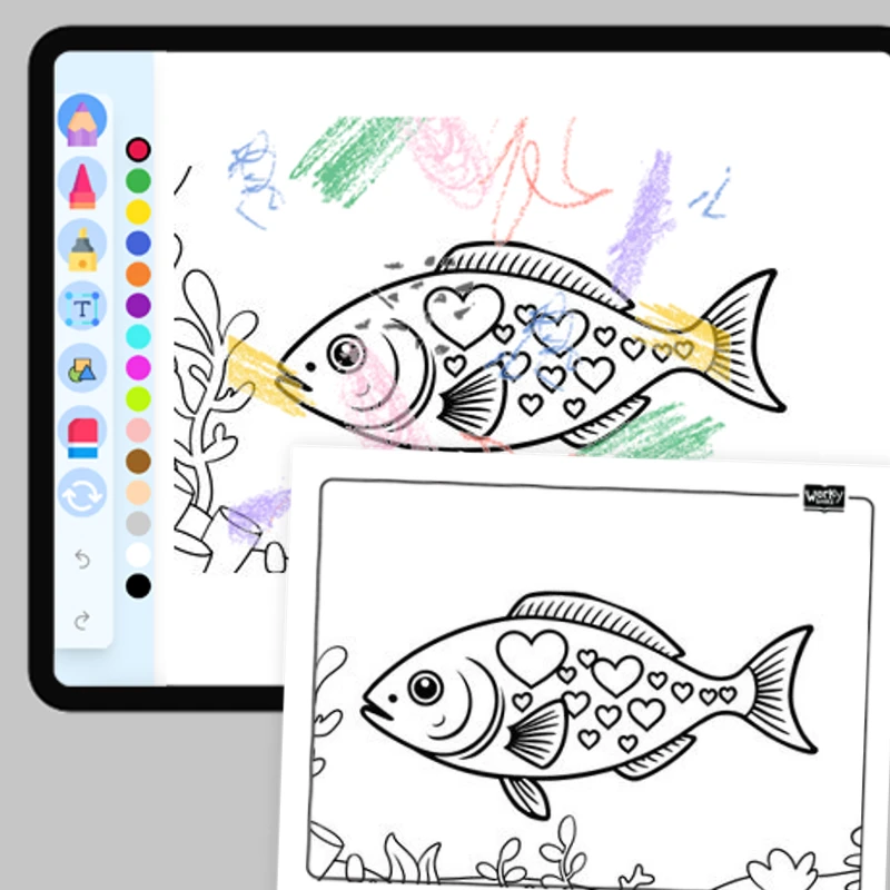 Fish with Hearts — coloring-pages coloring page for Grade 1, Grade 2, Grade 3, Grade 4, Grade 5, page 1 of 1