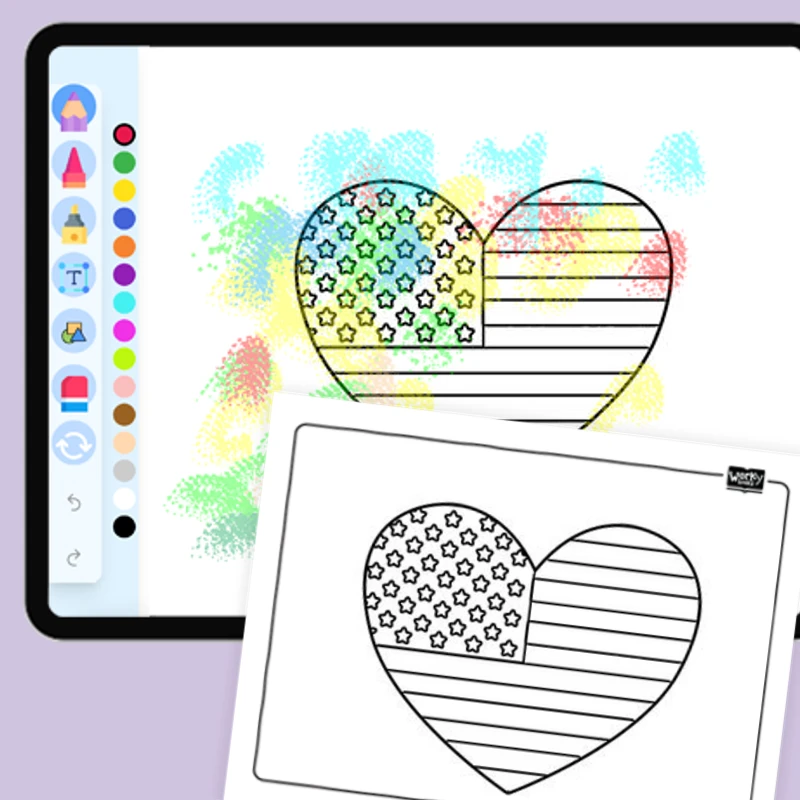 American Flag Heart — coloring-pages coloring page for Grade 1, Grade 2, Grade 3, Grade 4, Grade 5, page 1 of 1