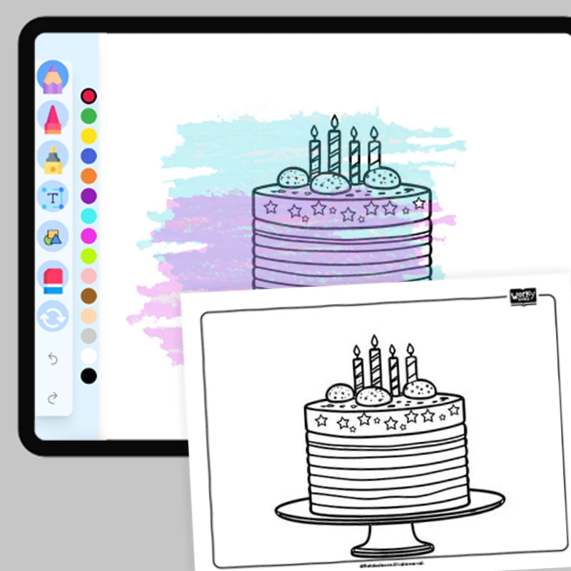 Fourth of July Cake — coloring-pages coloring page for Grade 1, Grade 2, Grade 3, Grade 4, Grade 5, page 1 of 1