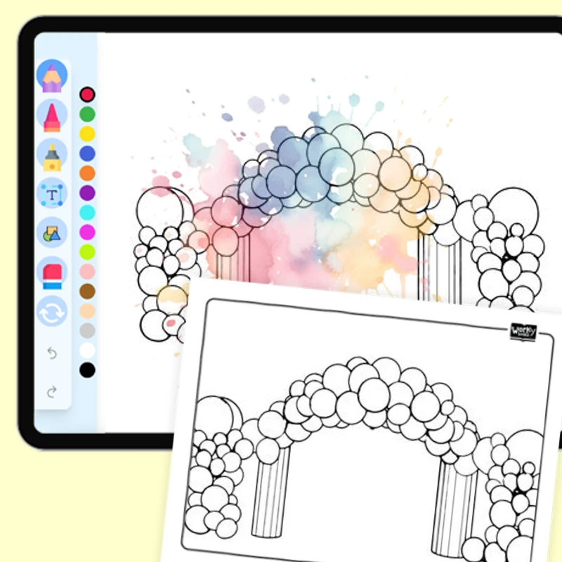 Fourth of July Balloon Arch — coloring-pages coloring page for Grade 1, Grade 2, Grade 3, Grade 4, Grade 5, page 1 of 1