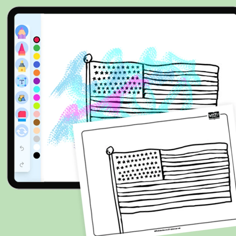 American Flag — coloring-pages coloring page for Grade 1, Grade 2, Grade 3, Grade 4, Grade 5, page 1 of 1