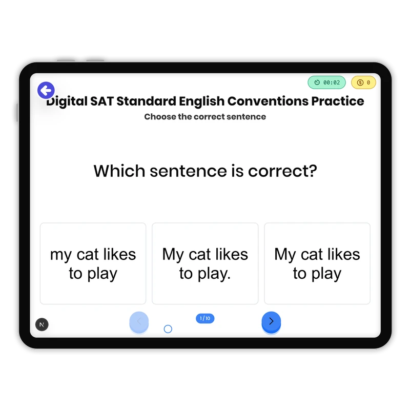 Digital SAT Standard English Conventions Practice — ela game for Grade 1, page 1 of 1
