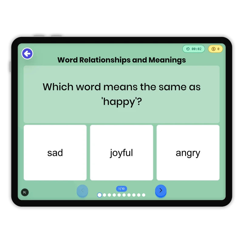 Relationships Between Word and Meanings — ela game for Grade 1, page 1 of 1