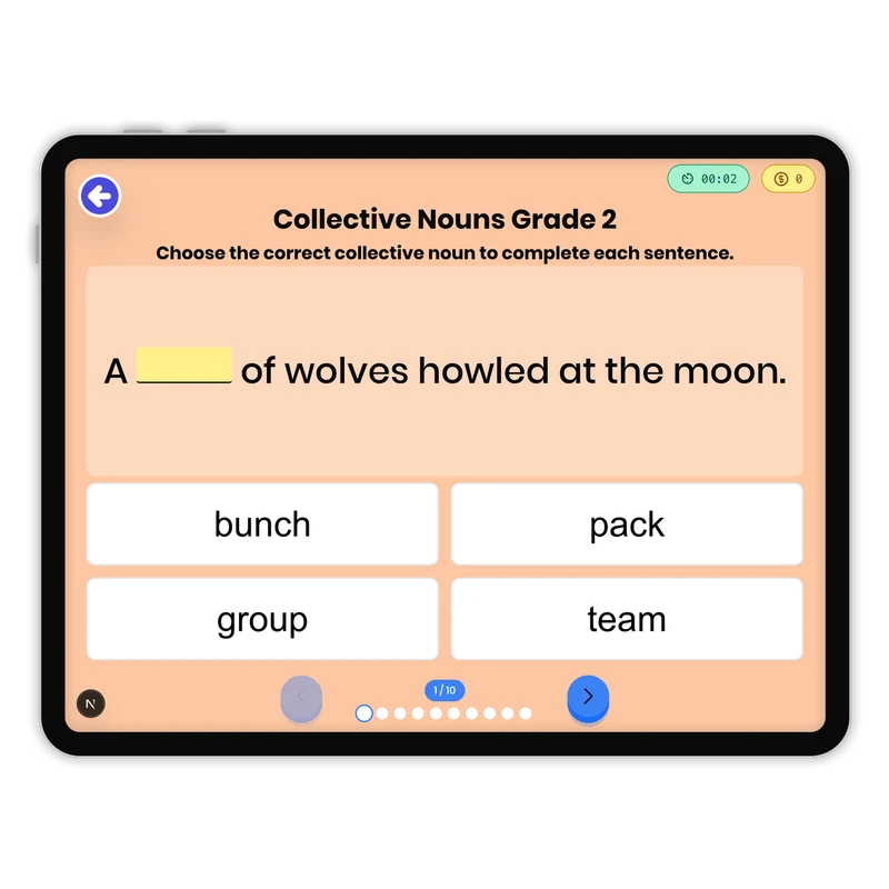 Collective Nouns — ela game for Grade 1, page 1 of 1
