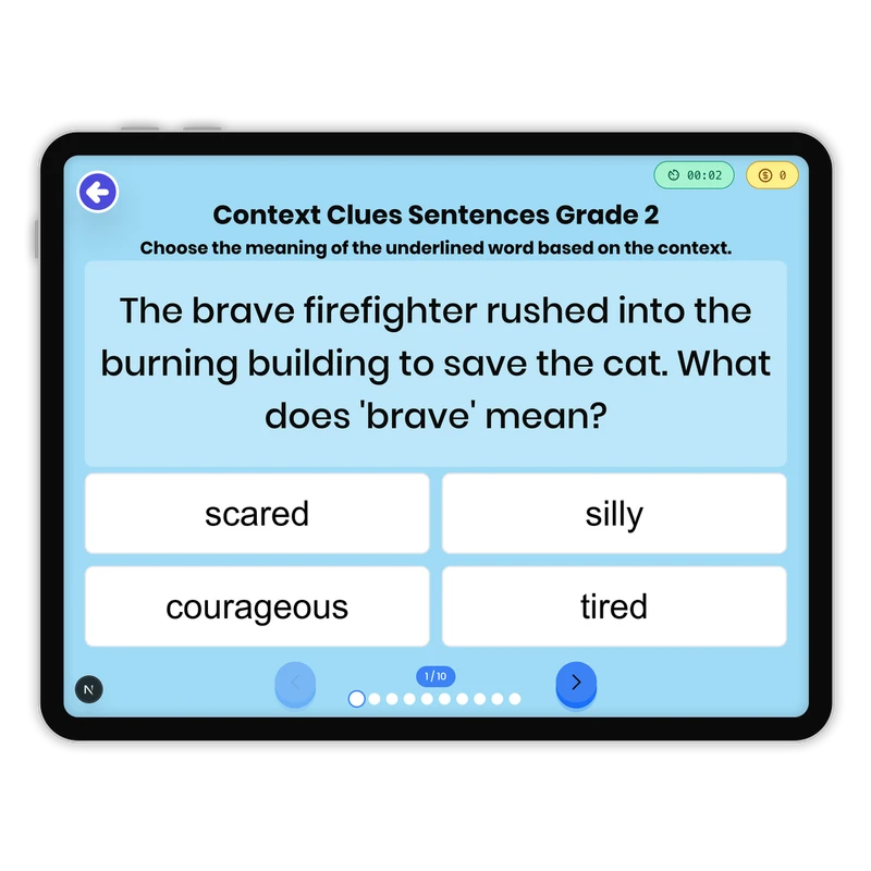 Context Clues Sentences — ela game for Grade 1, page 1 of 1