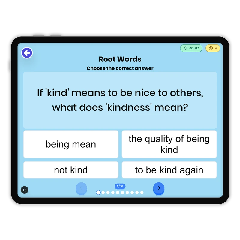Root Words — ela game for Grade 1, page 1 of 1