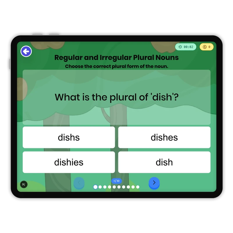 Regular and Irregular Plural Nouns — ela game for Grade 3, page 1 of 1