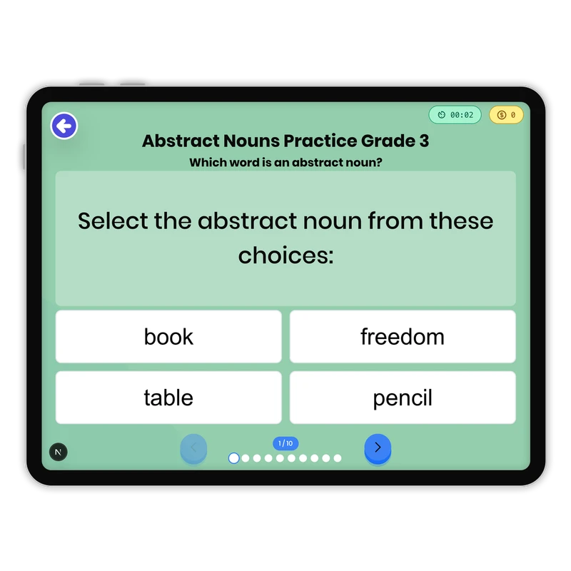 Abstract Nouns Practice — ela game for Grade 3, page 1 of 1