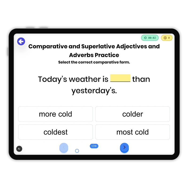 Comparative and Superlative Adjectives and Adverbs Practice — ela game for Grade 3, page 1 of 1