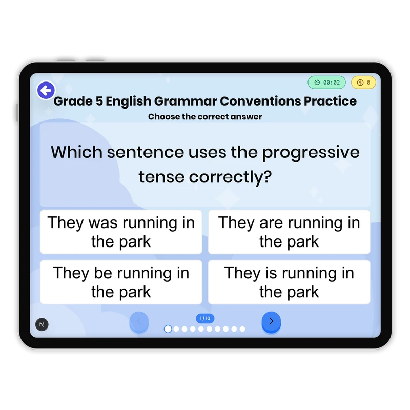 Grade 5 English Grammar Conventions Practice — ela game for Grade 5, page 1 of 1