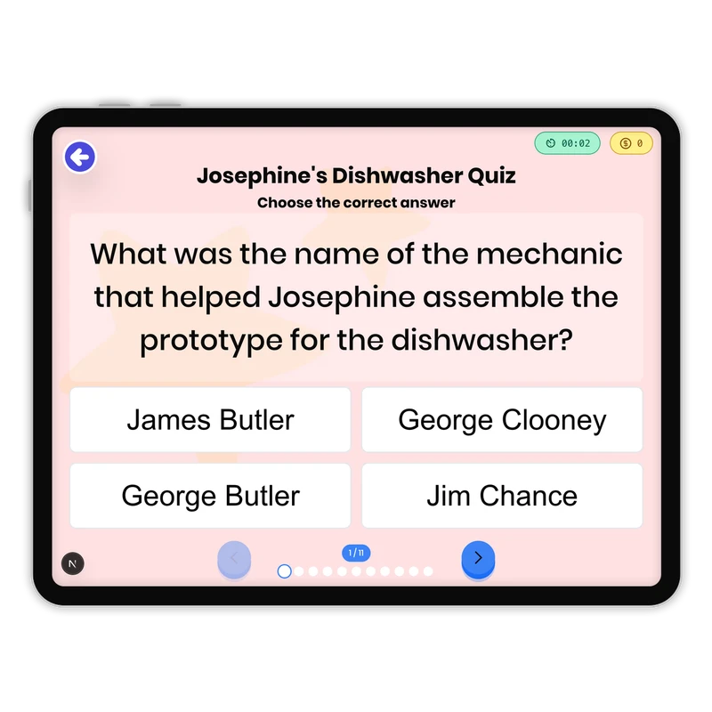 Josephine's Dishwasher Quiz — ela game for Grade 7, page 1 of undefined