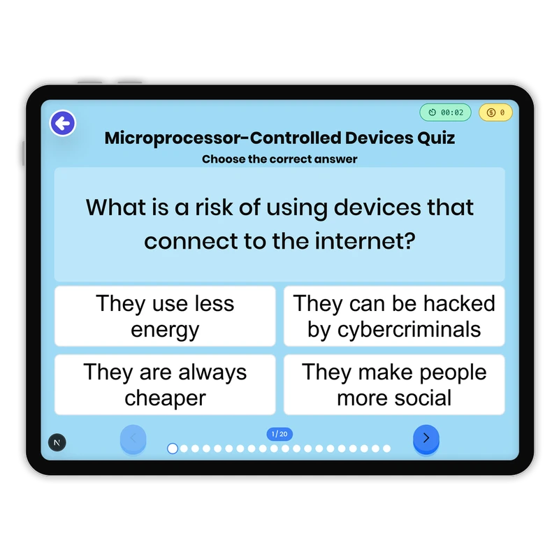 Microprocessor-Controlled Devices Quiz — science game for Grade 9, page 1 of undefined