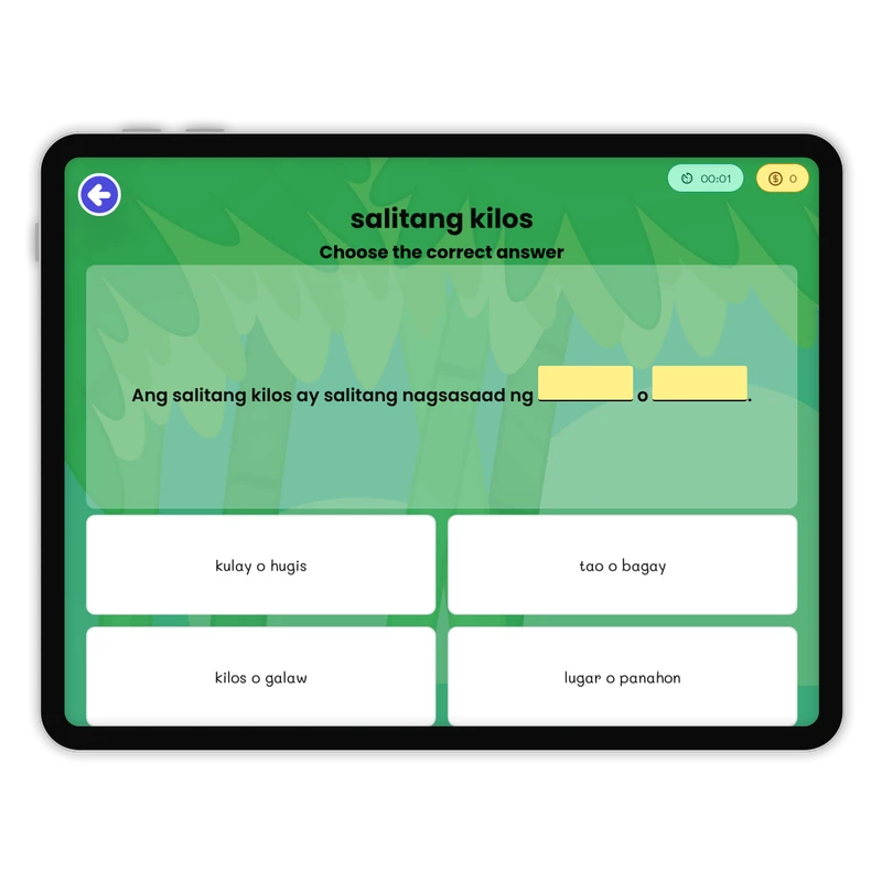 salitang kilos — ela game for Grade 2, Grade 3, page 1 of undefined