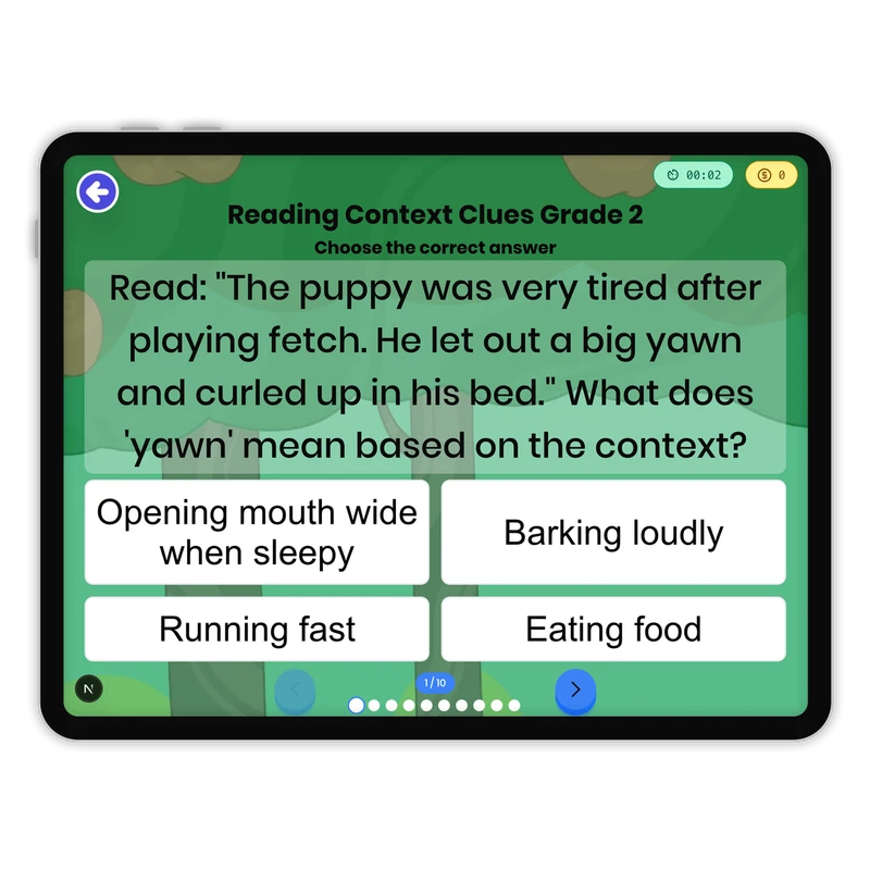 Reading Context Clues — ela game for Grade 2, page 1 of 1