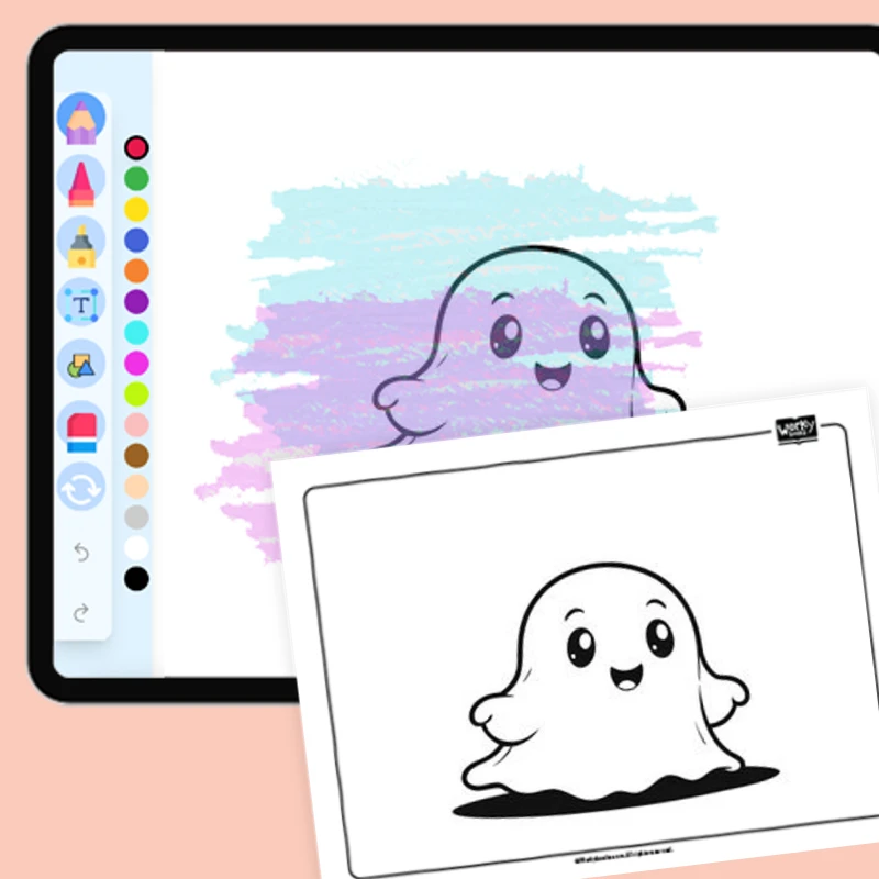 Friendly Ghost — coloring-pages coloring page for Grade 1, Grade 2, Grade 3, Grade 4, Grade 5, page 1 of 1