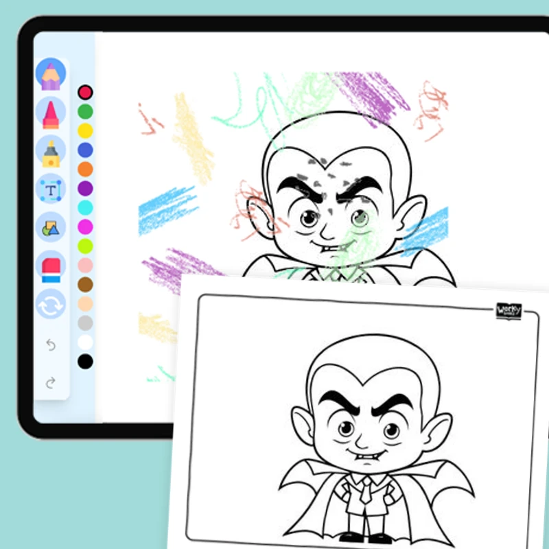 Count Dracula — coloring-pages coloring page for Grade 1, Grade 2, Grade 3, Grade 4, Grade 5, page 1 of 1