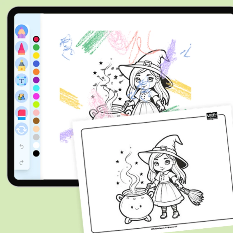 Witch's Magical Brew — coloring-pages coloring page for Grade 1, Grade 2, Grade 3, Grade 4, Grade 5, page 1 of 1