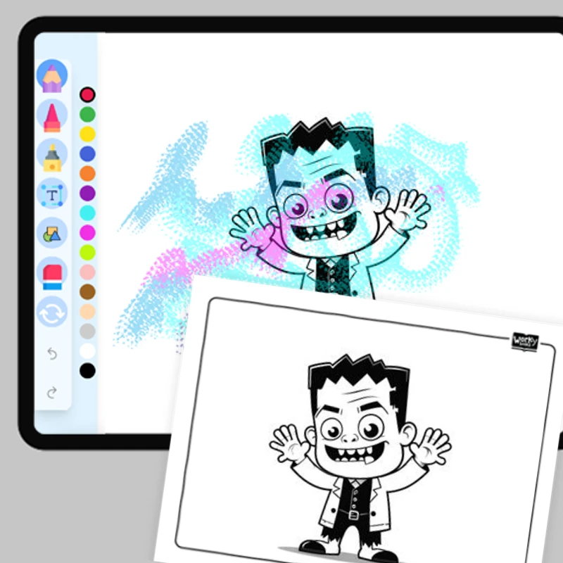 Frankenstein's monster waving — coloring-pages coloring page for Grade 1, Grade 2, Grade 3, Grade 4, Grade 5, page 1 of 1