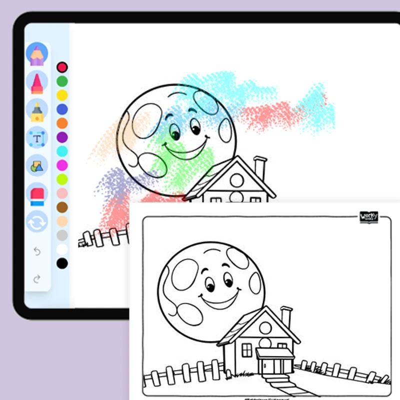 Funny Moon Face — coloring-pages coloring page for Grade 1, Grade 2, Grade 3, Grade 4, Grade 5, page 1 of 1