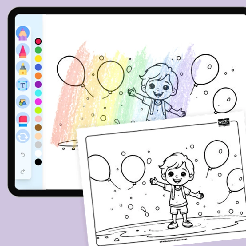Bursting water balloons — coloring-pages coloring page for Grade 1, Grade 2, Grade 3, Grade 4, Grade 5, page 1 of 1