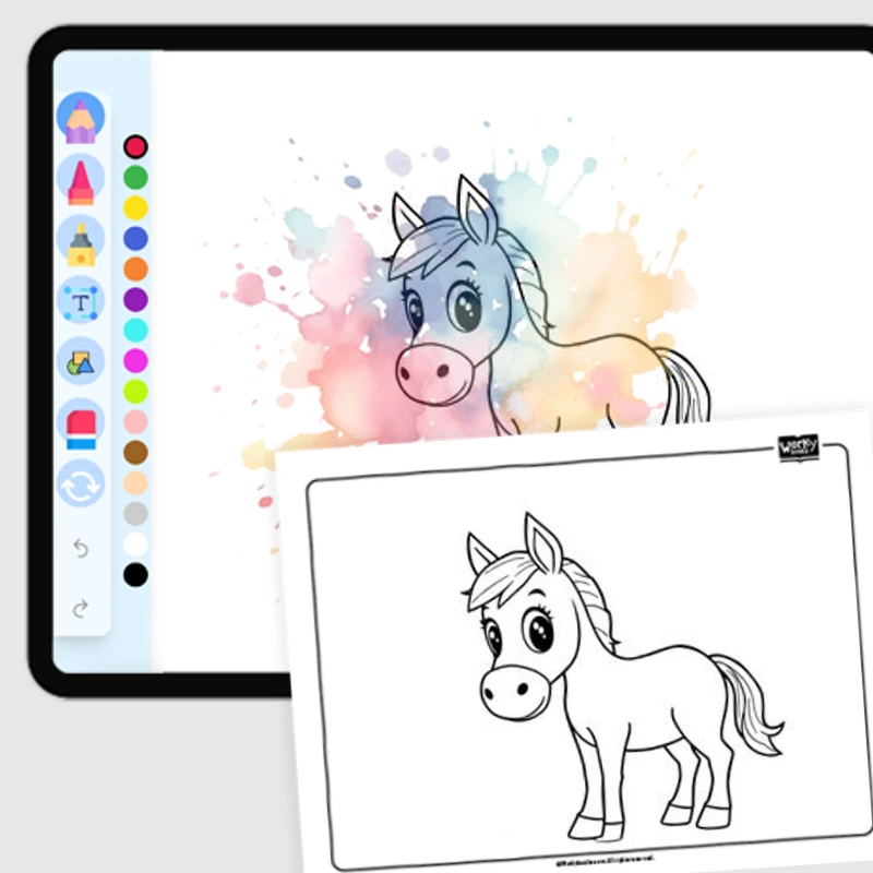 Cute Horse — coloring-pages coloring page for Grade 1, Grade 2, Grade 3, Grade 4, Grade 5, page 1 of 1