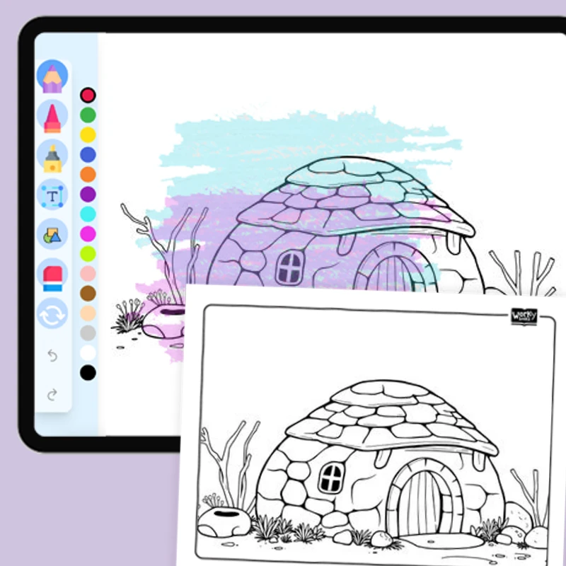Cute Stone House — coloring-pages coloring page for Grade 1, Grade 2, Grade 3, Grade 4, Grade 5, page 1 of 1