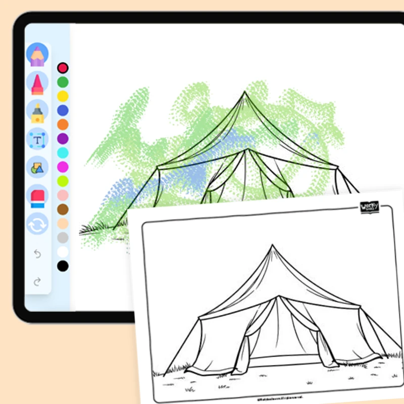 Tent House — coloring-pages coloring page for Grade 1, Grade 2, Grade 3, Grade 4, Grade 5, page 1 of 1