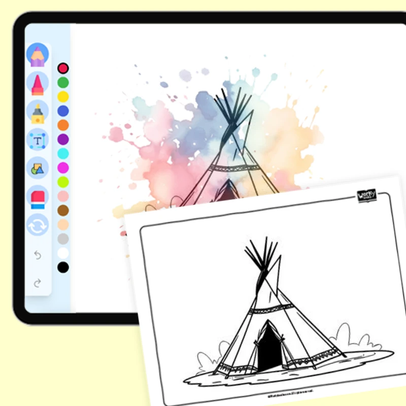 Teepee Native American Dwelling — coloring-pages coloring page for Grade 1, Grade 2, Grade 3, Grade 4, Grade 5, page 1 of 1