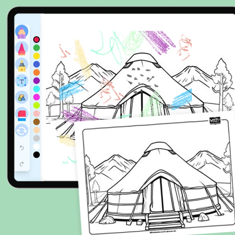 Yurt Portable Nomadic Home — coloring-pages coloring page for Grade 1, Grade 2, Grade 3, Grade 4, Grade 5, page 1 of 1