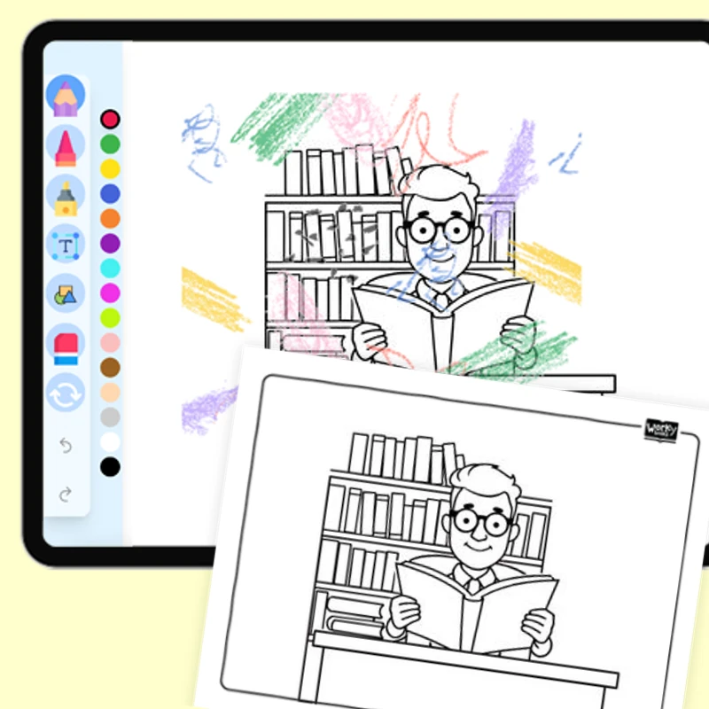 Librarian — coloring-pages coloring page for Grade 1, Grade 2, Grade 3, Grade 4, Grade 5, page 1 of 1